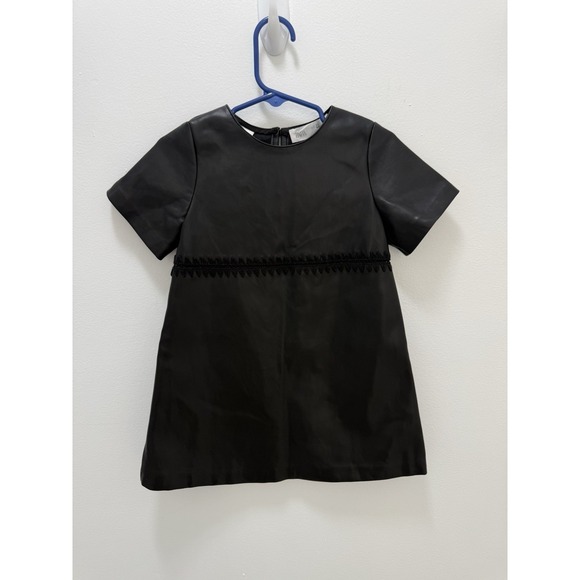 Zara Other - ZARA Girls Black Faux Leather Dress – Size 2-3 Years – Short Sleeve A-Line